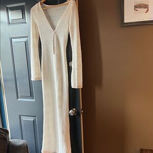 Missguided Cream Knit Long Beach coverup